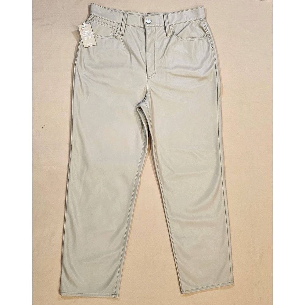 Madewell Tan The Perfect Vintage‎ Straight Pants Faux Leather Womens Size 31